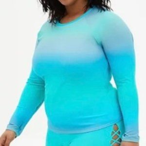 Torrid Aqua Gradient Active Swim Rash Guard Top 1X